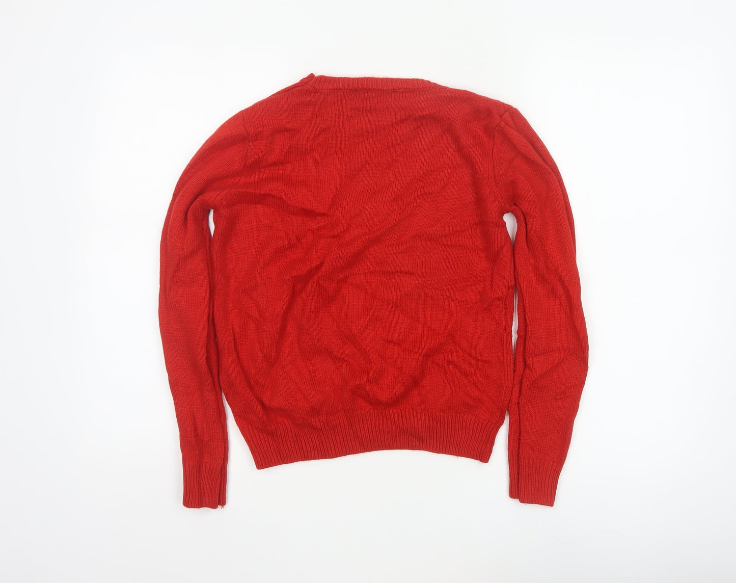 Marks & Spencer Women Red Small Christmas Tree Sequin Ugly Jumper