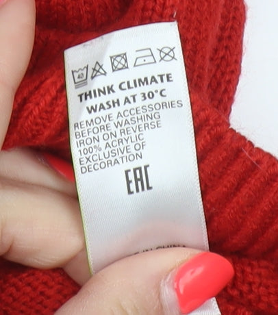 Marks & Spencer Women Red Small Christmas Tree Sequin Ugly Jumper