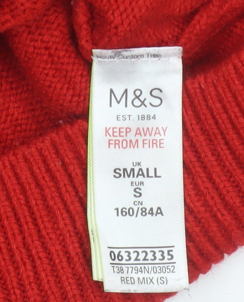 Marks & Spencer Women Red Small Christmas Tree Sequin Ugly Jumper