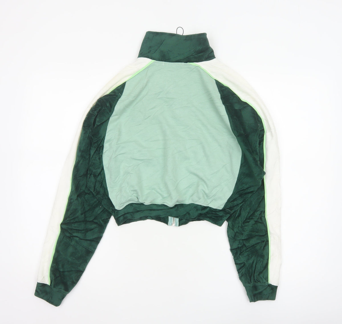 Missguided Women Green UK 8 Cropped Varsity Jacket Logo Full Zip