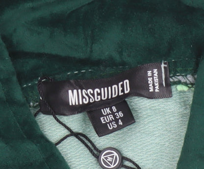 Additional view of Missguided Women Green UK 8 Cropped Varsity Jacket Logo Full Zip