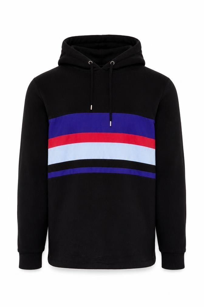 ASOS Men’s Black S Pullover Hoodie Colour Block Striped Cotton