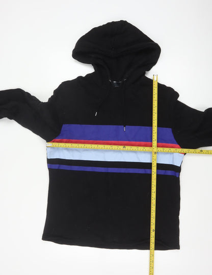 Back view of ASOS Men’s Black S Pullover Hoodie Colour Block Striped Cotton