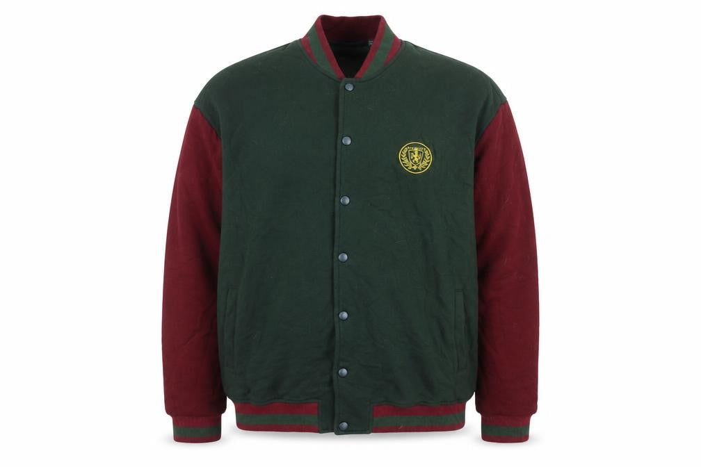 ASOS Design Mens Green Burgundy L Varsity Jacket College Crest