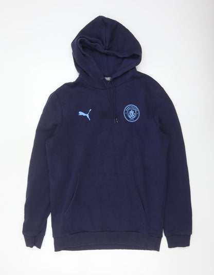 Additional front view of Puma Men’s Blue M Manchester City Football Pullover Hoodie Logo