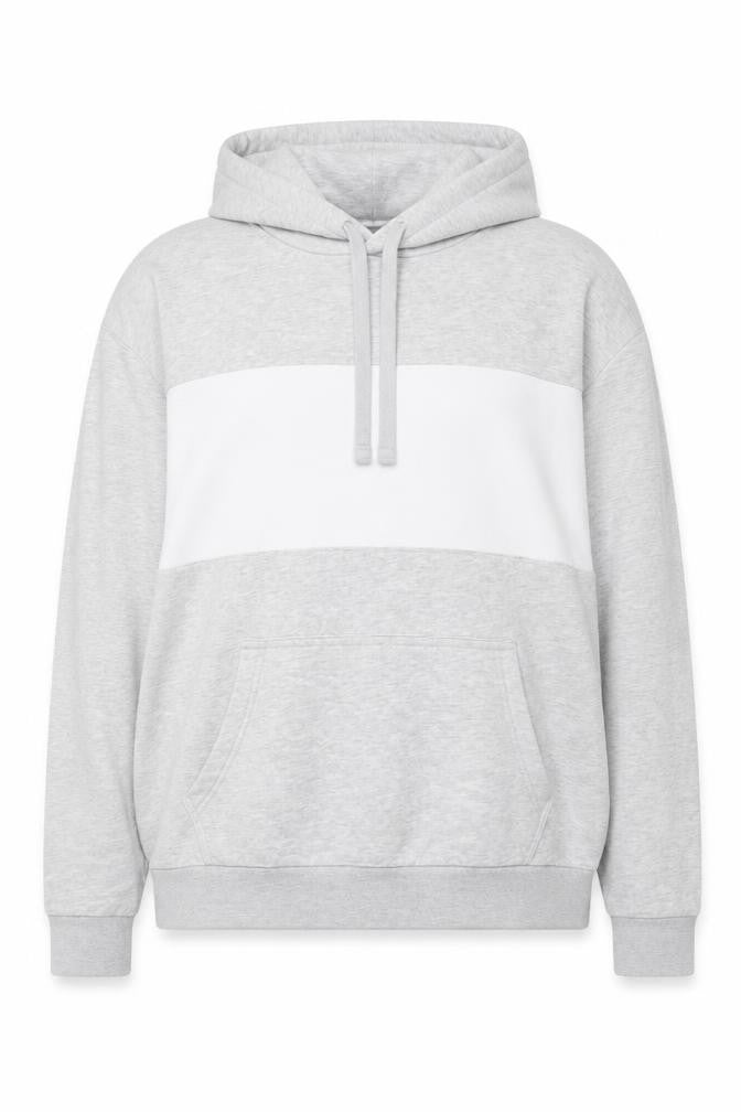 C&A Women’s Grey White Colourblock Pullover Hoodie 2XL Cotton Blend