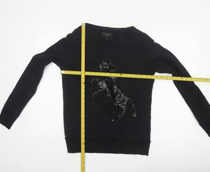 Back view of FC Jeans Women’s Black M Sequin Lizard Crew Neck Cotton Sweatshirt