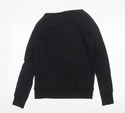 Close-up detail of FC Jeans Women’s Black M Sequin Lizard Crew Neck Cotton Sweatshirt