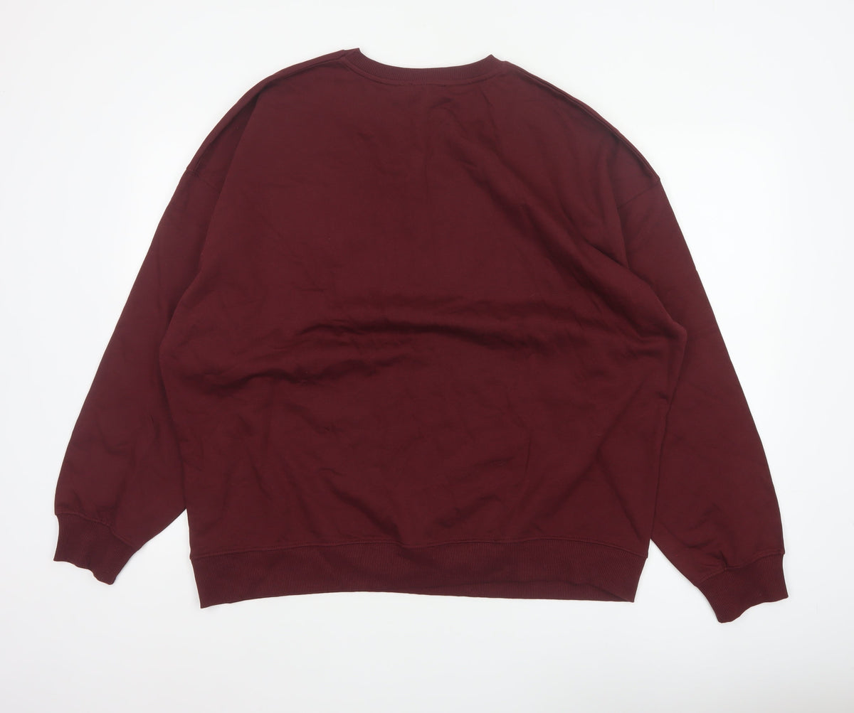 New Look Men’s Red L Pullover Sweatshirt NYC Graphic Print Crew Neck