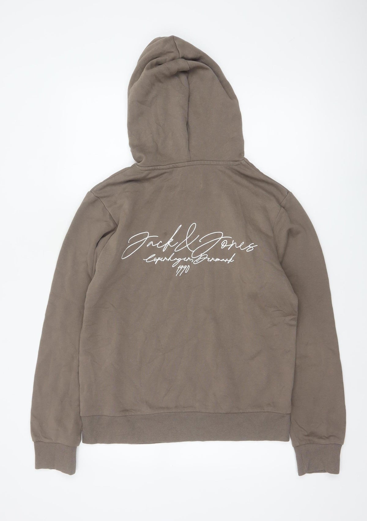 Jack & Jones Men’s Brown S Pullover Hoodie Logo Graphic Fleece