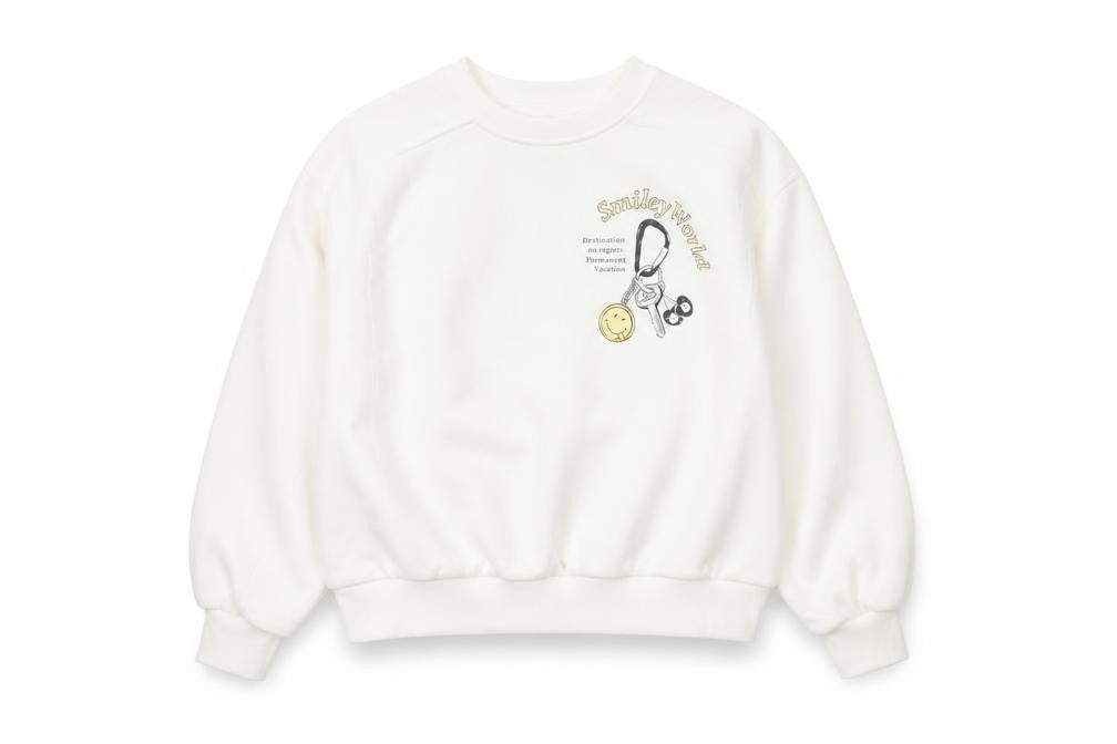 Smiley World Girls White 10-11 Years Pullover Graphic Sweatshirt
