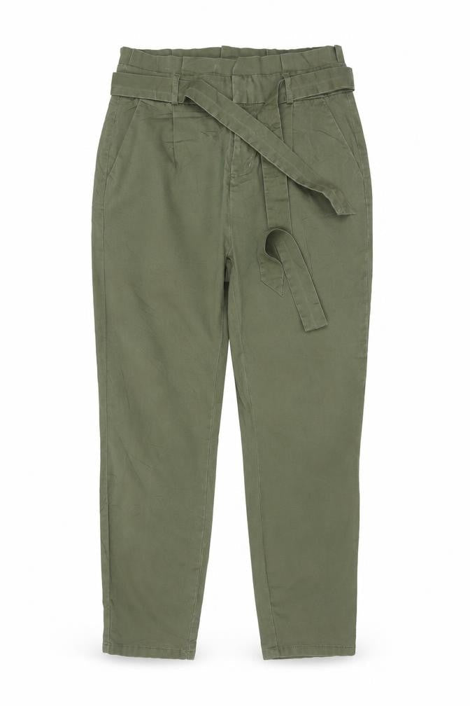 Vero Moda Women's Green M Paperbag Tapered Belted Trousers