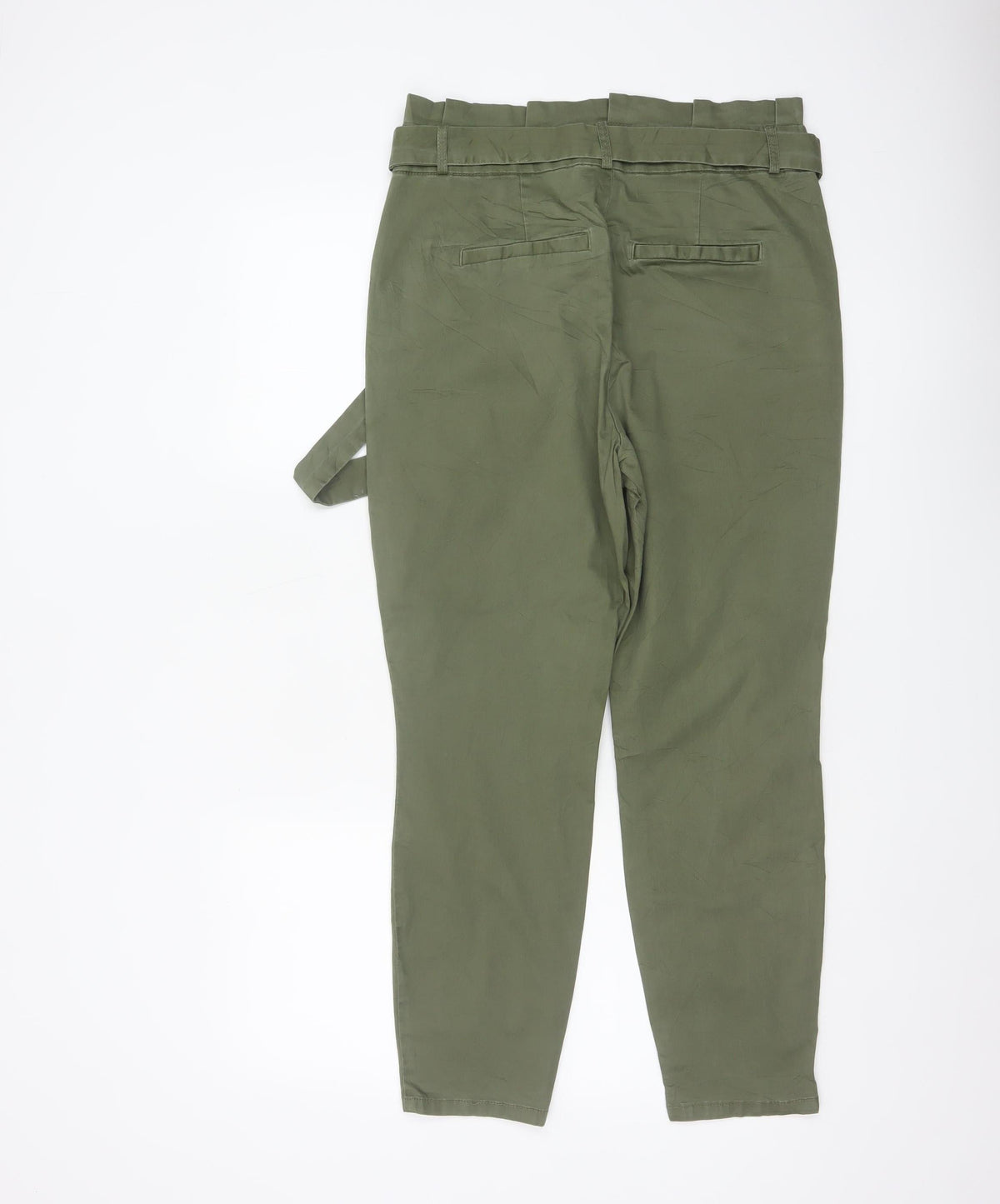 Vero Moda Women's Green M Paperbag Tapered Belted Trousers