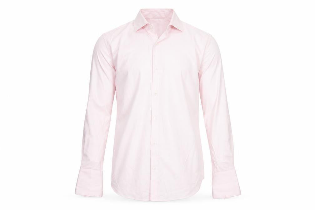 Marks & Spencer Men Pink 16.5 Slim Herringbone Cotton Formal Shirt