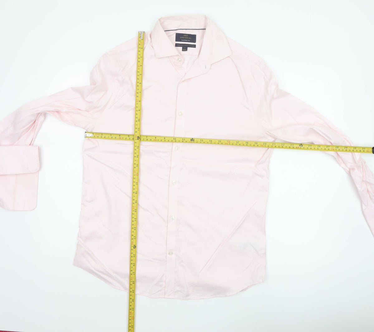 Marks & Spencer Men Pink 16.5 Slim Herringbone Cotton Formal Shirt