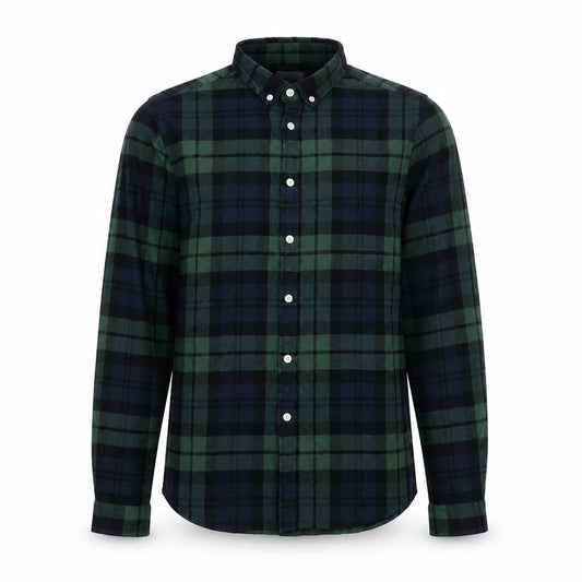 ASOS Men Green Navy Plaid Button-Down Long Sleeve Shirt M