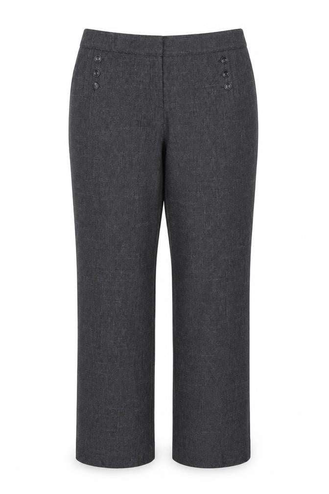 M&Co Women’s Grey Size 16 Herringbone Tailored Straight Trousers