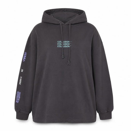 Collusion Women's Black UK 10 Oversized Pullover Graphic Hoodie