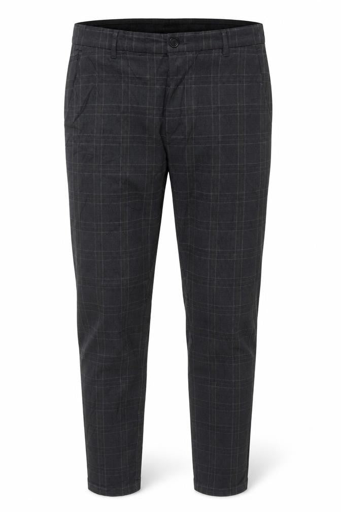 Threadbare Luxe Men’s Grey Check Slim Tapered Chino Trousers UK 38