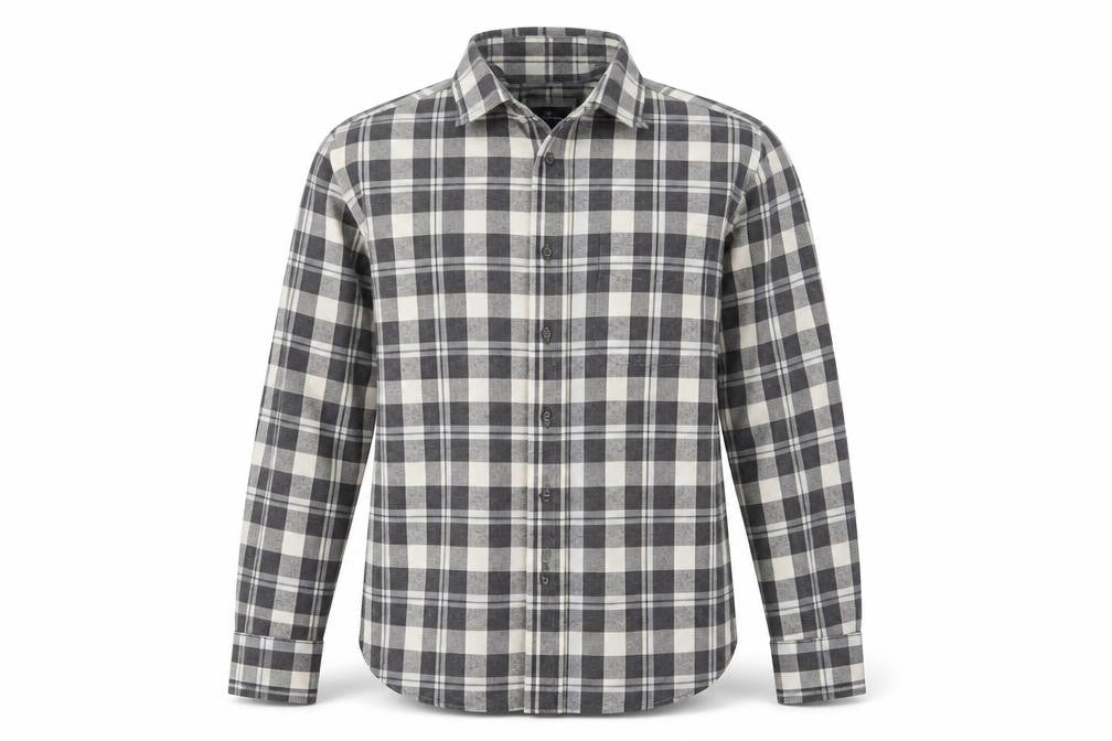 Marks & Spencer Blue Harbour Men Grey Check Brushed Cotton Shirt Small Regular Fit