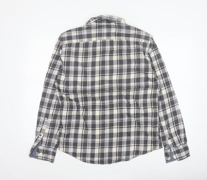 Marks & Spencer Blue Harbour Men Grey Check Brushed Cotton Shirt Small Regular Fit
