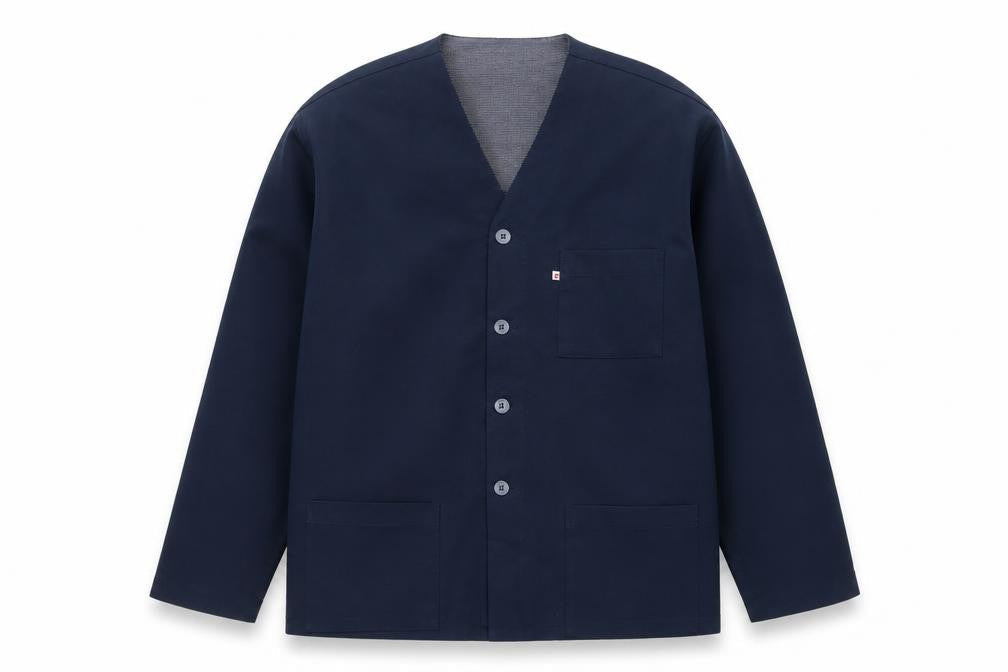 Pierre Cardin Men’s Blue M V-Neck Button-Up Casual Shirt Jacket