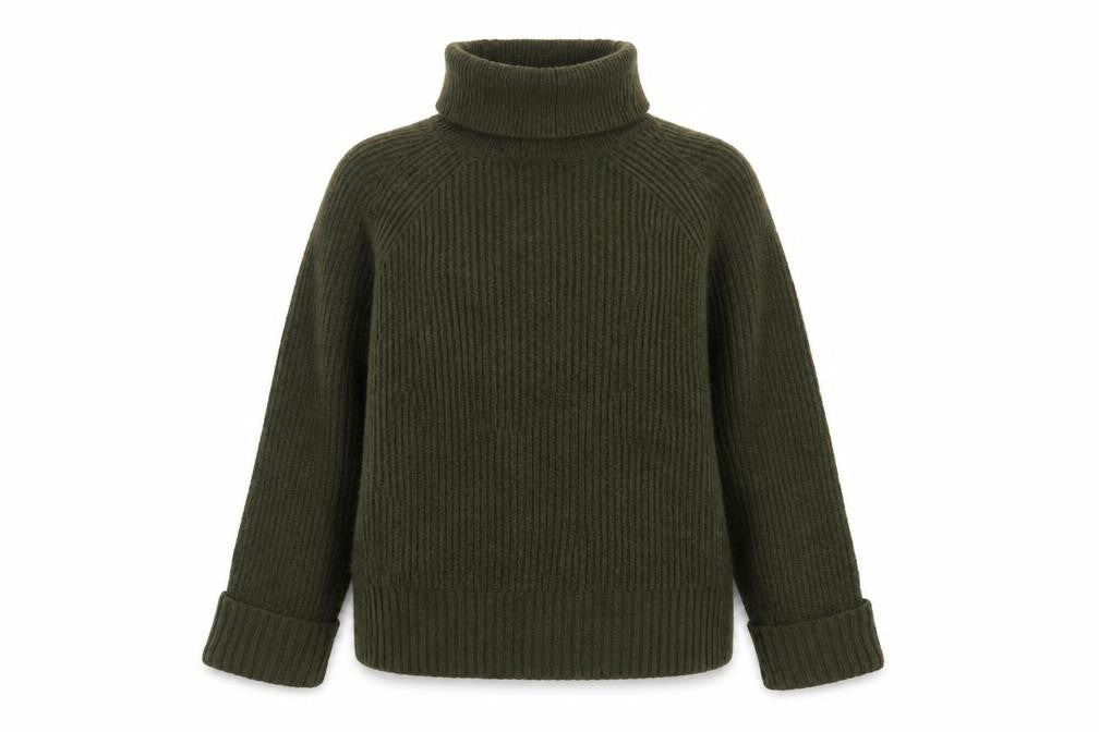 Nobody's Child Women Green M Chunky Knit Roll Neck Pullover Jumper