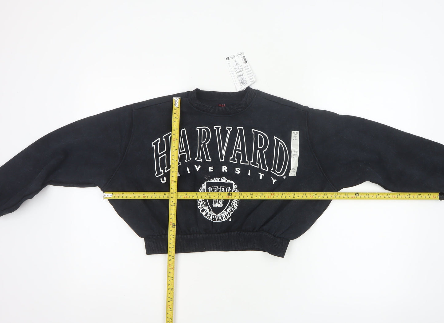 Marks & Spencer Girls Black Harvard Logo Sweatshirt 10-11 Years Pullover