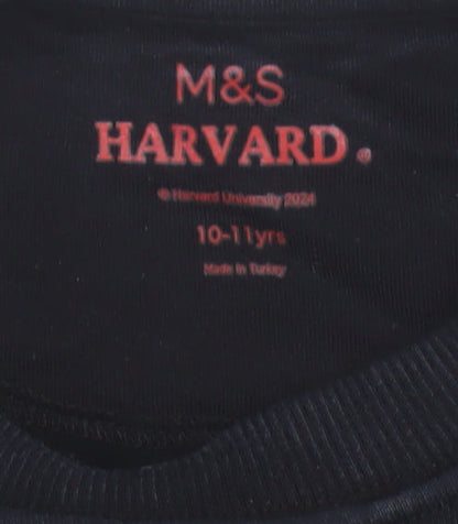 Additional view of Marks & Spencer girls’ black harvard logo sweatshirt 10-11 years pullover