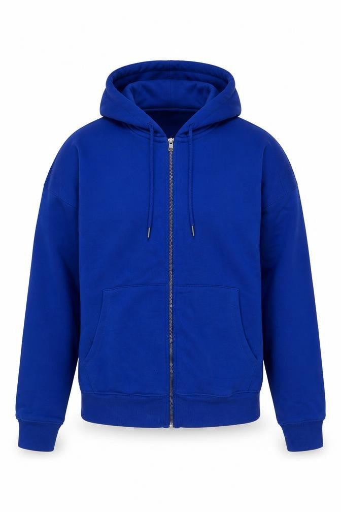 Next Men Blue M Full Zip Hooded Fleece Hoodie Drawstring Pockets