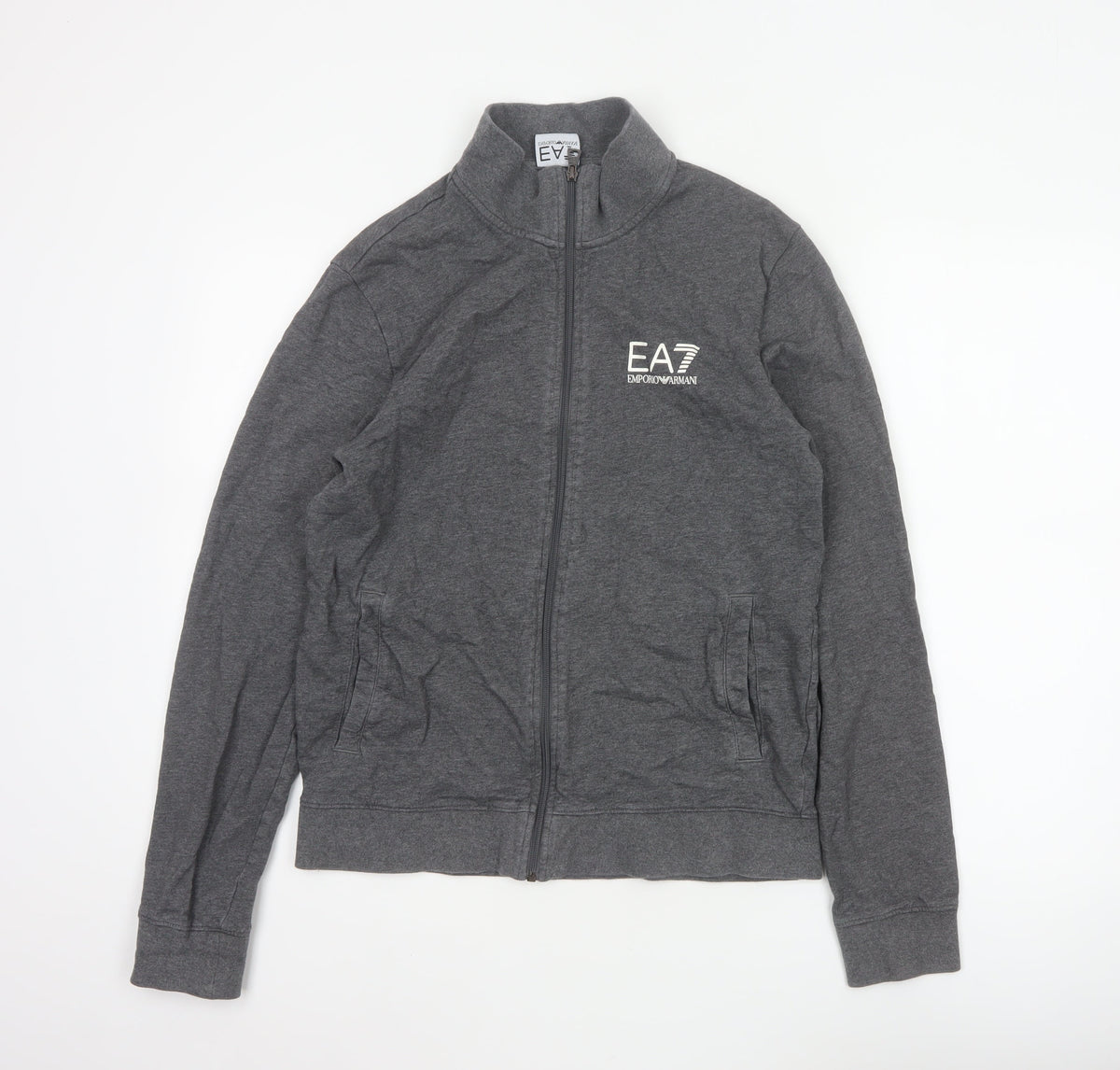 EA7 Emporio Armani Men Grey M Full Zip Logo Track Jacket