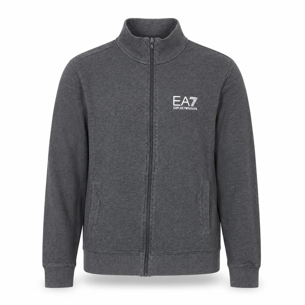 EA7 Emporio Armani Men Grey M Full Zip Logo Track Jacket