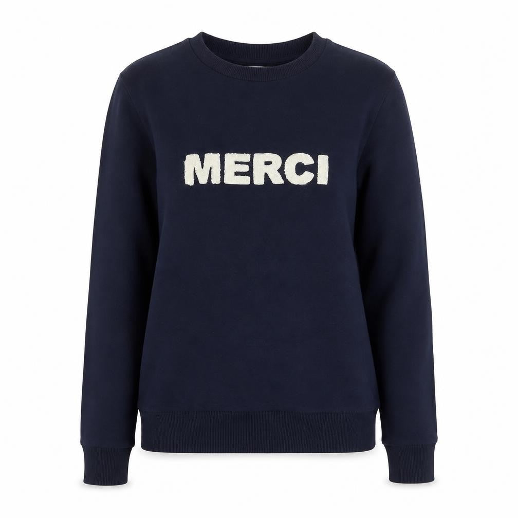 Warehouse Women’s Navy S Merci Logo Pullover Sweatshirt