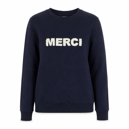 Warehouse Women’s Navy S Merci Logo Pullover Sweatshirt