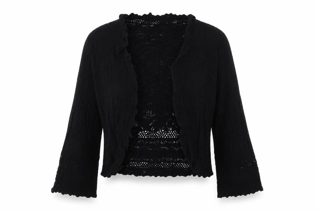 Per Una Women’s Black UK 16 Open-Knit Cardigan Long Sleeve