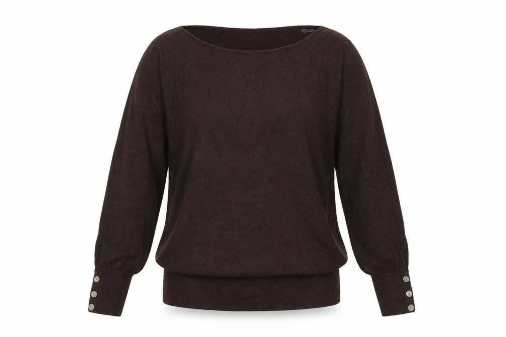 Next Women Brown UK 14 Scoop Neck Knit Pullover Button Cuff Jumper