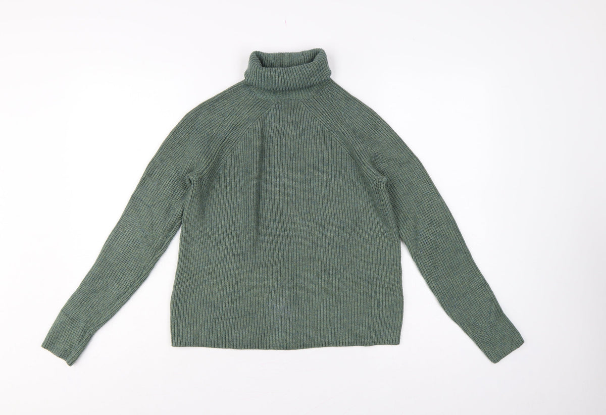 Marks & Spencer Women’s Green Roll Neck Rib Knit Jumper UK 4