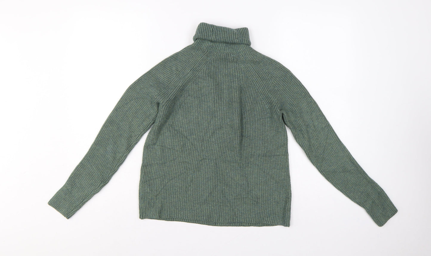 Marks & Spencer Women’s Green Roll Neck Rib Knit Jumper UK 4