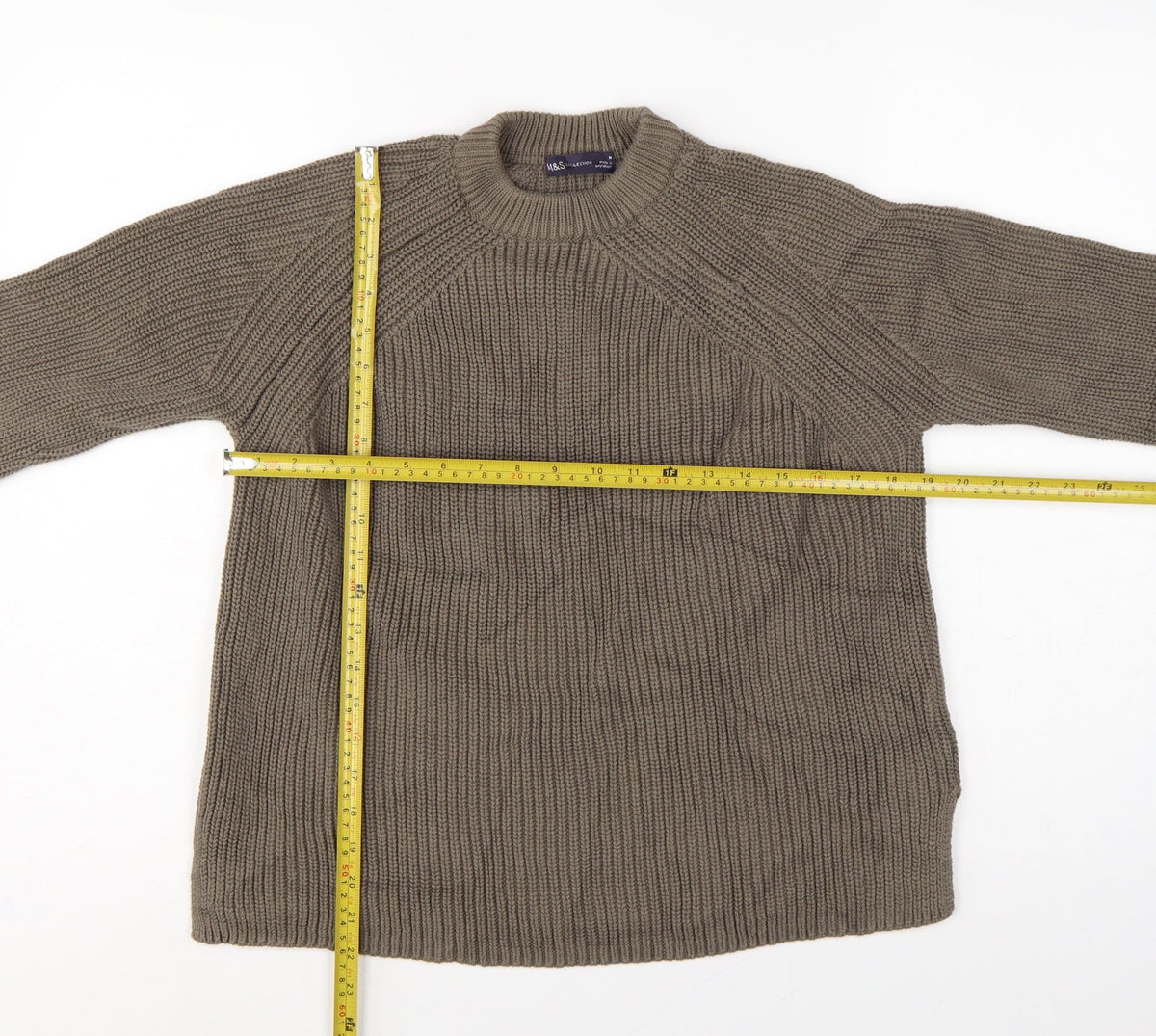 Marks & Spencer Women Grey M Chunky Knit High Neck Jumper