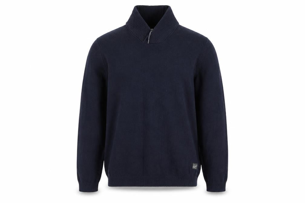 Jack & Jones Men Navy L Shawl Neck 1/4 Zip Cotton Knit Jumper