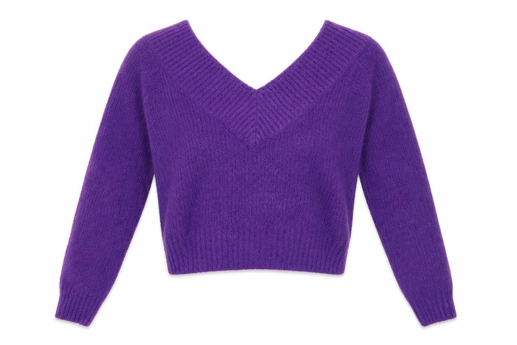 Divided Women’s Purple V-Neck Knit Pullover Jumper Size S