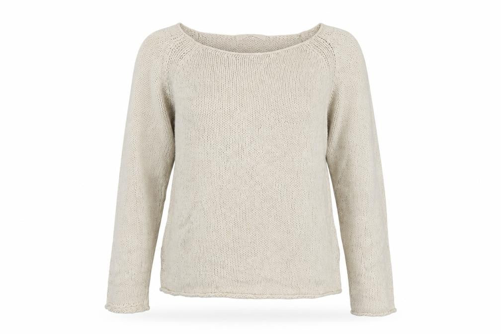 Marks & Spencer Women Beige UK 12 Boat Neck Cotton Knit Jumper