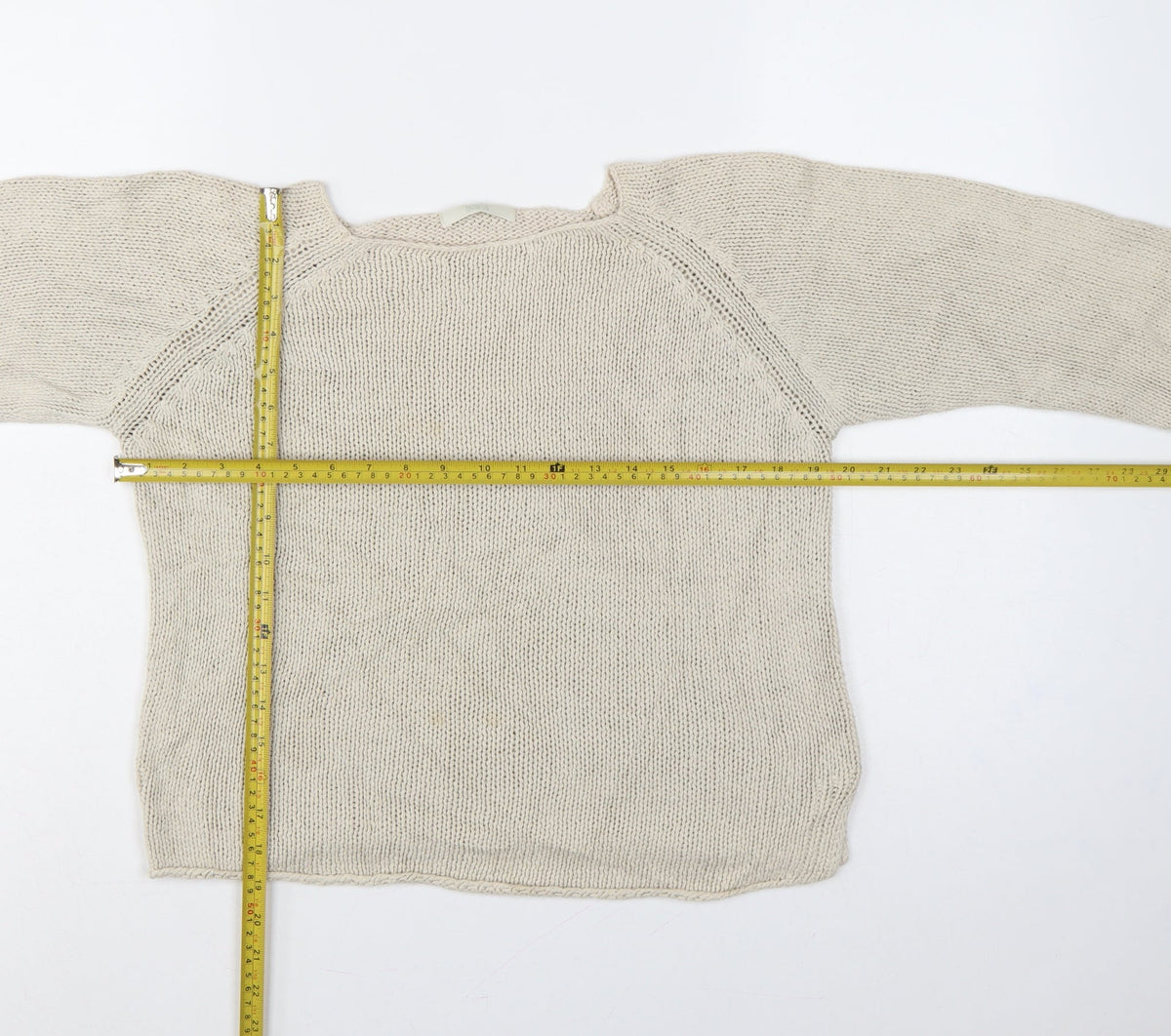 Marks & Spencer Women Beige UK 12 Boat Neck Cotton Knit Jumper