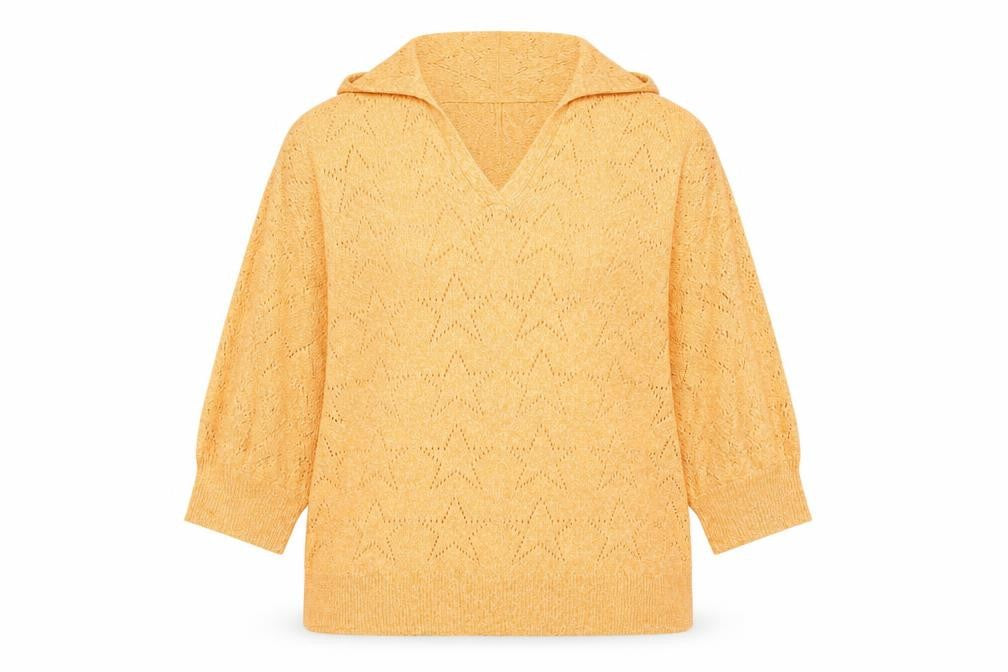 Next Women’s Orange 2XL Hooded V-Neck Open-Knit Jumper