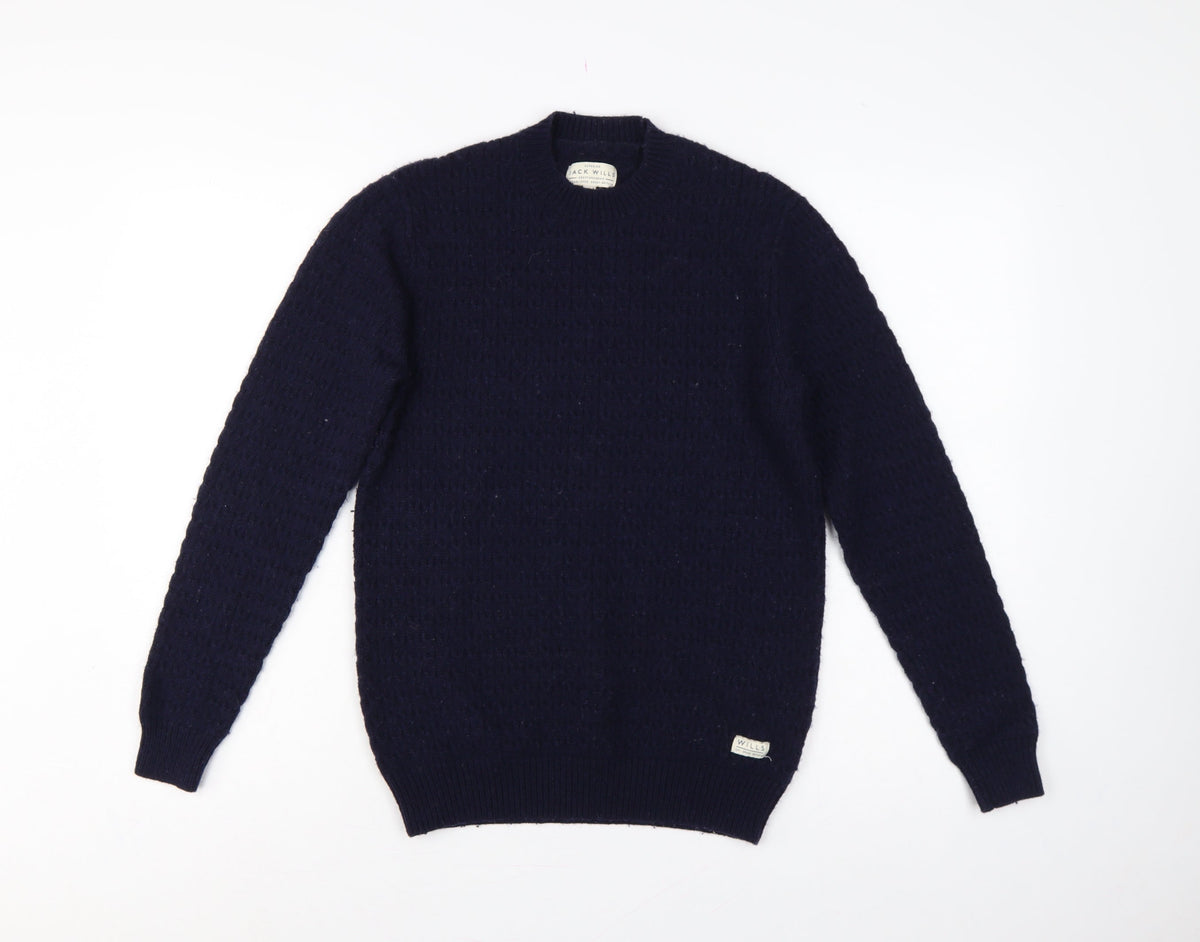 Jack Wills Men’s Blue S Lambswool Blend Crew Neck Pullover Jumper