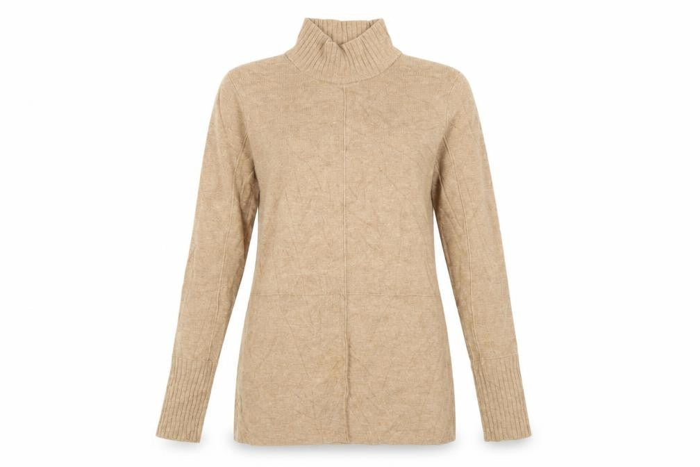 Marks & Spencer Women Beige UK 10 Roll Neck Knit Tunic Jumper