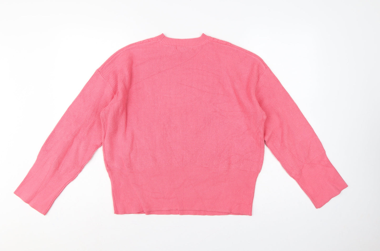 Marks & Spencer Women Pink M Cable Knit Crew Neck Jumper