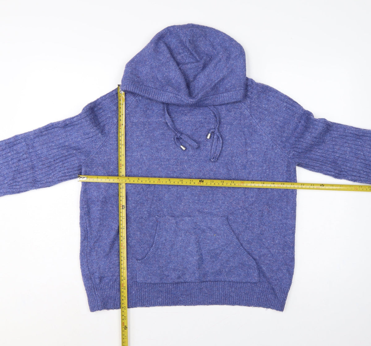 Marks & Spencer Women’s Blue Medium Hooded Knit Pullover Jumper Pockets