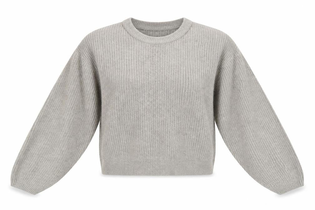 H&M Divided Women’s Grey UK 14 Chunky Knit Balloon Sleeve Jumper