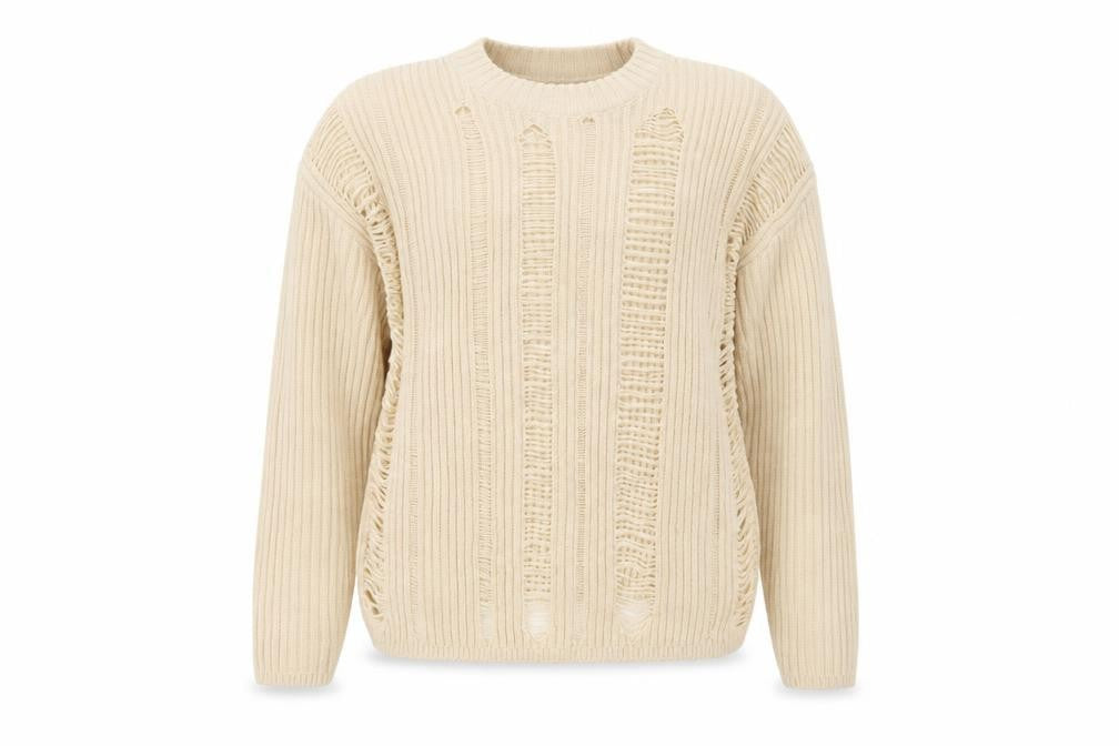 ASOS Design Women Ivory UK 8 Relaxed Fringe Open Knit Jumper